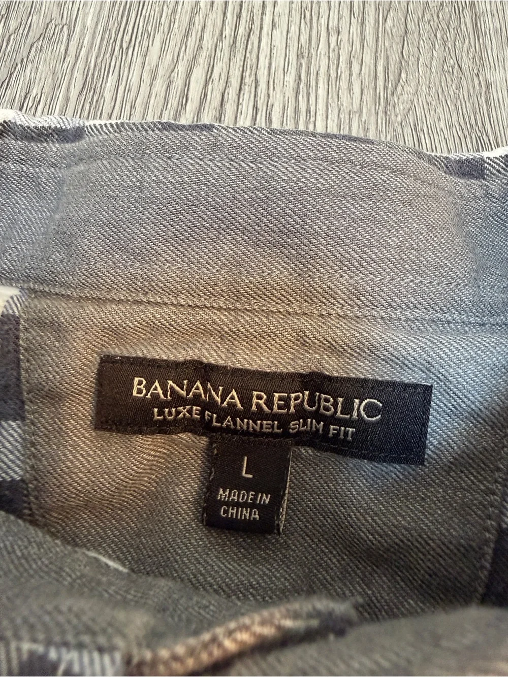 Banana Republic Luxe Flannel Slim Fit Button Shirt Mens Large Gray Plaid Long Sl